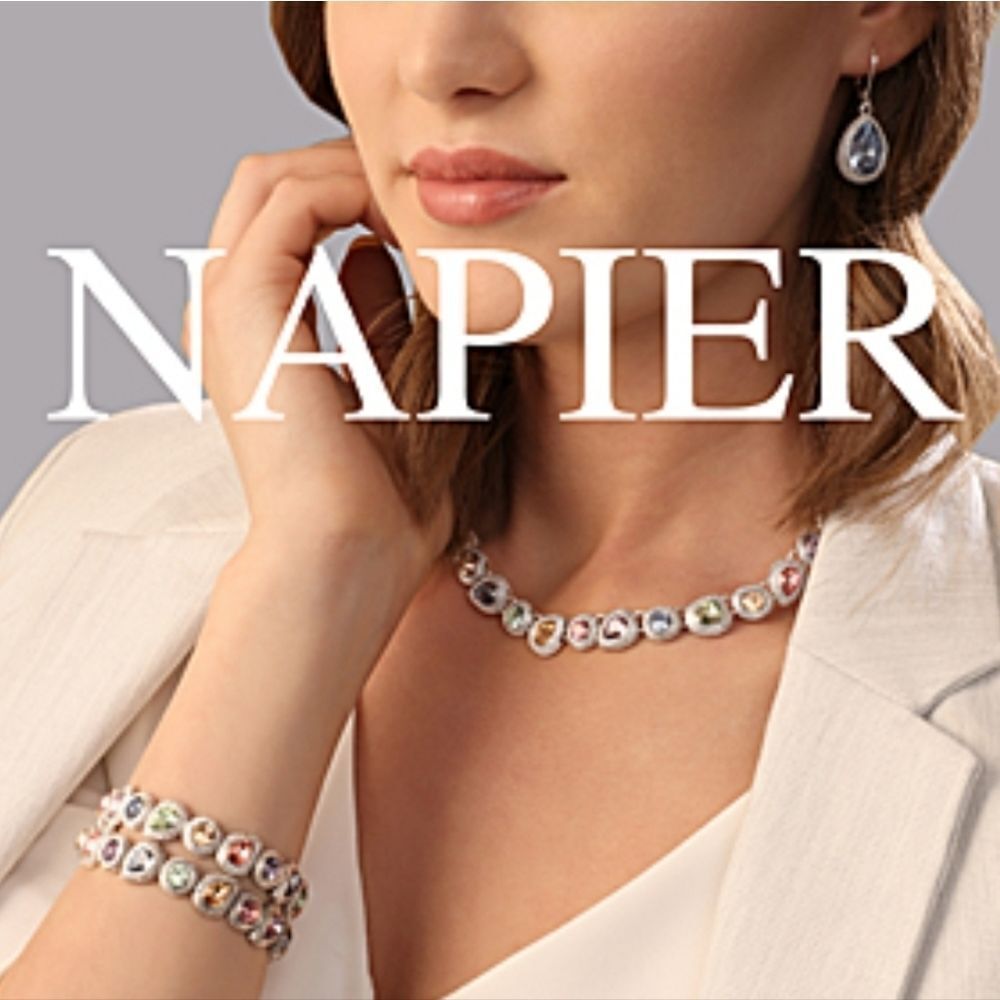 Napier Silvertone Beaded Collar Necklace - Picture 10 of 10
